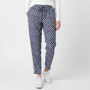 Anthropologie Blue & White Print Sequins Trim Pants S